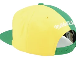 Boston Celtics Split Crown Green/Yellow Snapback - Mitchell & Ness