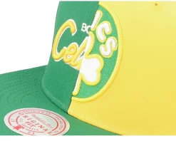 Boston Celtics Split Crown Green/Yellow Snapback - Mitchell & Ness
