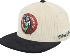 Boston Celtics Team Cord Off White/Black Fitted - Mitchell & Ness