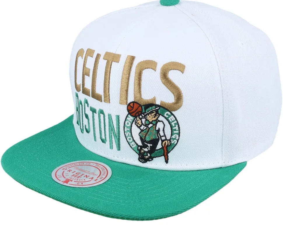 Boston Celtics Toss Up White/Green Snapback - Mitchell & Ness