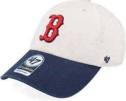 Boston Red Sox MLB Stand 47 Clean Up Bone/Navy Dad Cap - 47 Brand