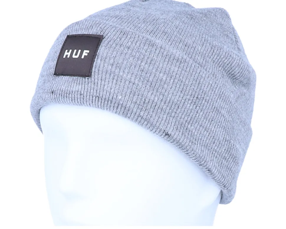 Box Logo Beanie Grey Heather Cuff - HUF
