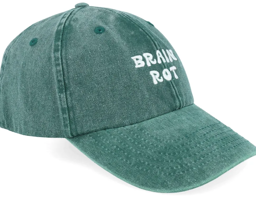 Brain Rot Vintage Washed Bottle Green Dad Cap - Iconic