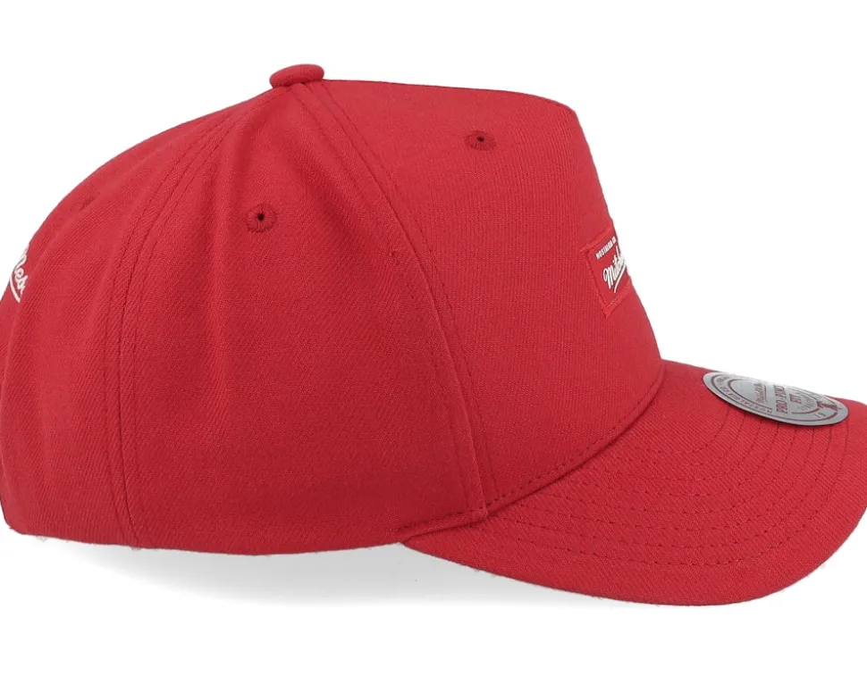 Branded Box Logo Pro Crown Red A-Frame Adjustable - Mitchell & Ness