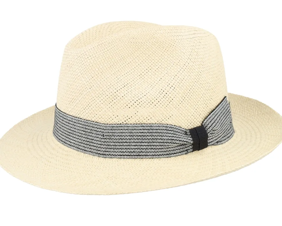 Brisa Panama Natural-Stripe Band Straw Hat - MJM Hats
