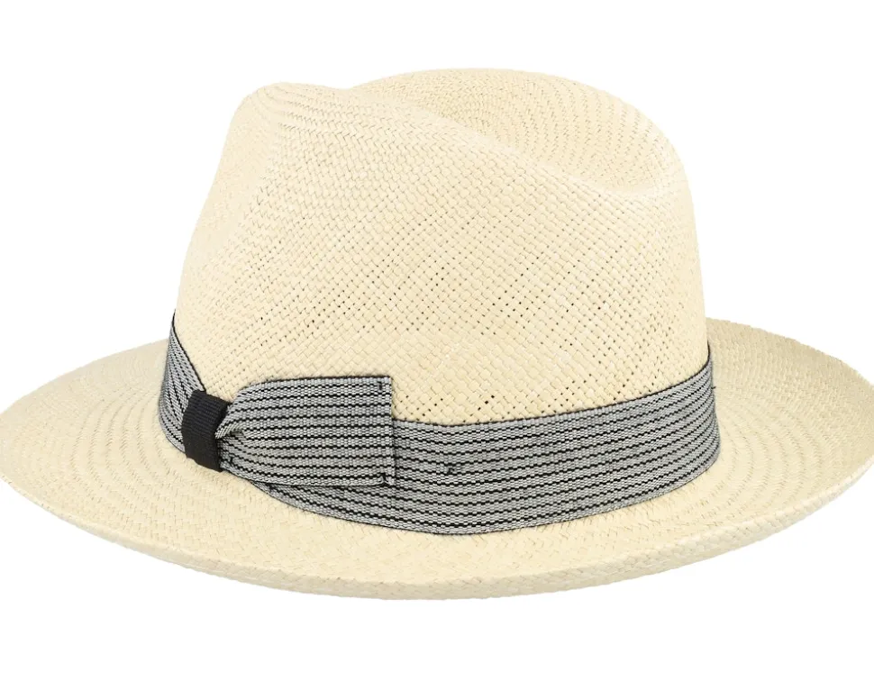 Brisa Panama Natural-Stripe Band Straw Hat - MJM Hats