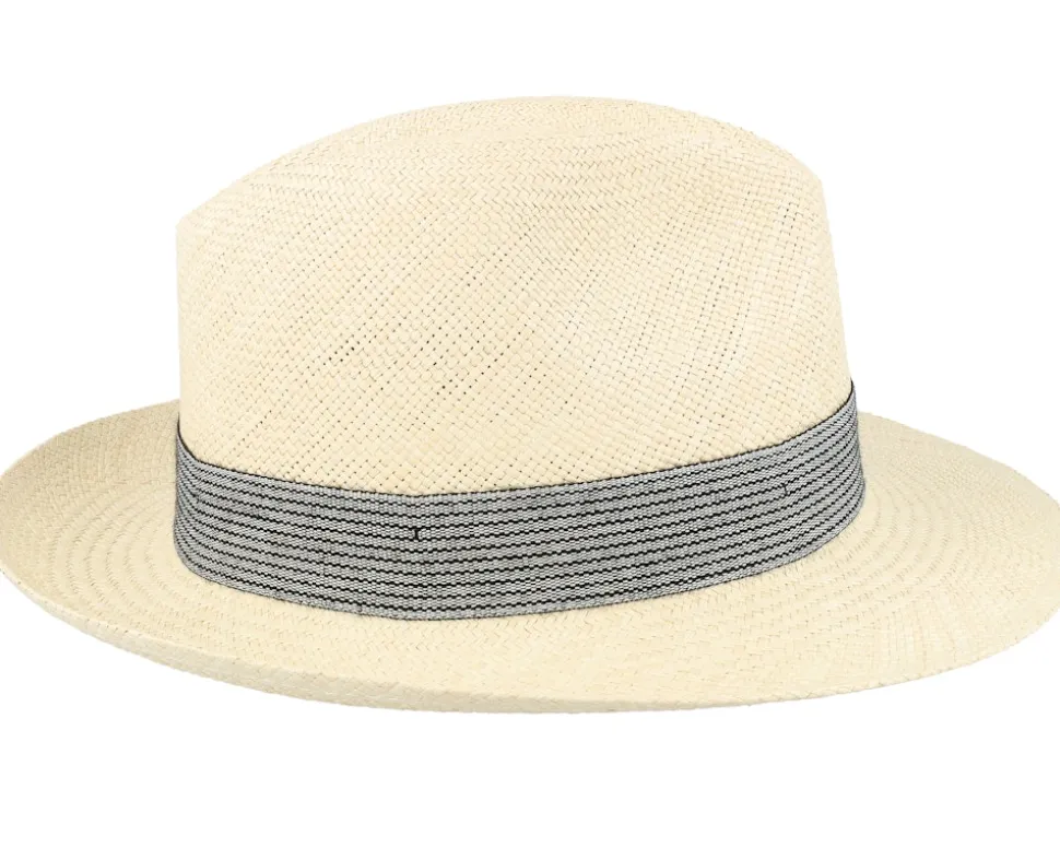 Brisa Panama Natural-Stripe Band Straw Hat - MJM Hats