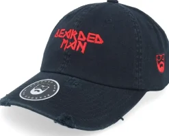 British Heavy Metal Logo Ripped Black Dad Cap - Bearded Man
