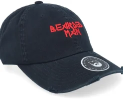 British Heavy Metal Logo Ripped Black Dad Cap - Bearded Man