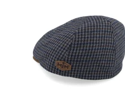 Broker 32 Wool Mix Blue Check Flat Cap - MJM Hats