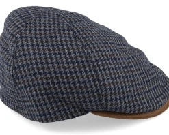 Broker 32 Wool Mix Blue Check Flat Cap - MJM Hats