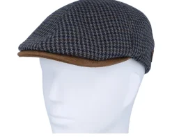 Broker 32 Wool Mix Blue Check Flat Cap - MJM Hats