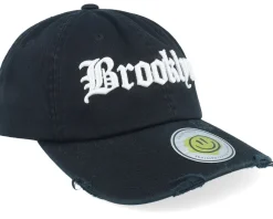 Brooklyn 3d Script Destroyed Black Dad Cap - Lucid Smile
