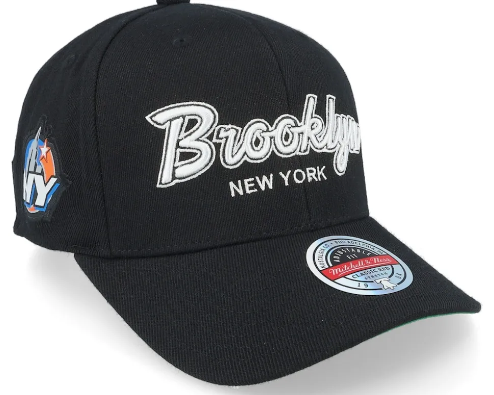Brooklyn Nets Allstar Script Patch Classic Red Black Adjustable - Mitchell & Ness