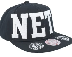 Brooklyn Nets Big Text 1 Black Snapback - Mitchell & Ness