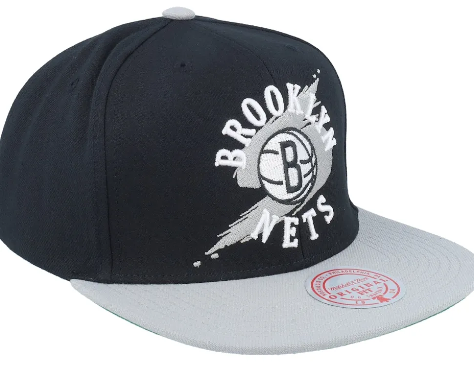 Brooklyn Nets Circle Splash Black Snapback - Mitchell & Ness