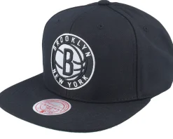 Brooklyn Nets Conference Patch Black Snapback - Mitchell & Ness