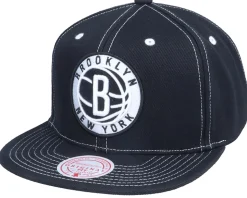 Brooklyn Nets Contrast Stitch Black Snapback - Mitchell & Ness