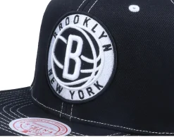 Brooklyn Nets Contrast Stitch Black Snapback - Mitchell & Ness