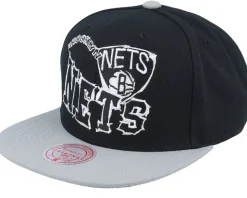 Brooklyn Nets Crooked Path Black Snapback - Mitchell & Ness