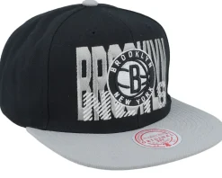 Brooklyn Nets Cross Check Black Snapback - Mitchell & Ness