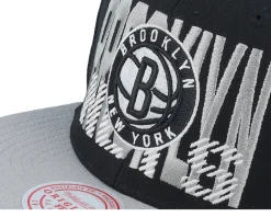 Brooklyn Nets Cross Check Black Snapback - Mitchell & Ness
