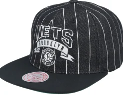 Brooklyn Nets Dem Stripes Black Snapback - Mitchell & Ness