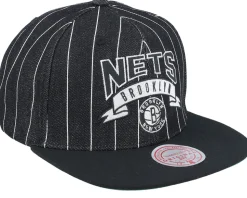 Brooklyn Nets Dem Stripes Black Snapback - Mitchell & Ness