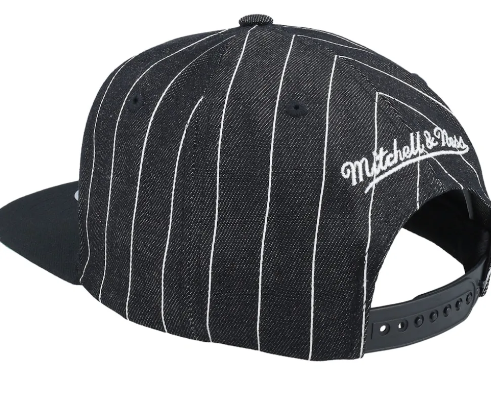 Brooklyn Nets Dem Stripes Black Snapback - Mitchell & Ness