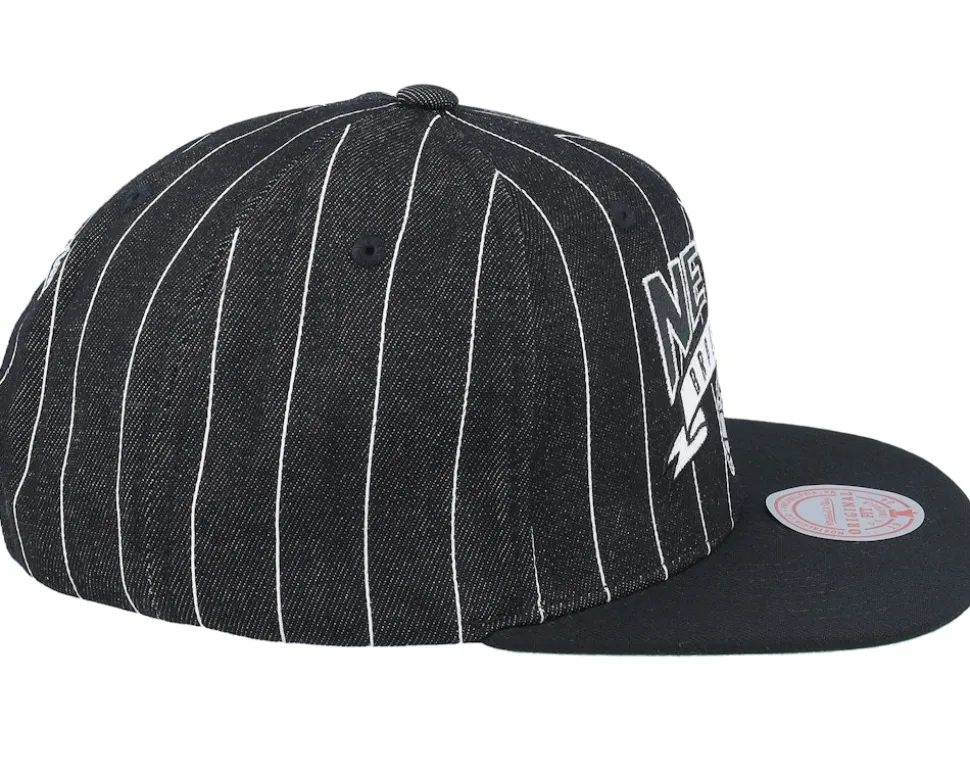 Brooklyn Nets Dem Stripes Black Snapback - Mitchell & Ness