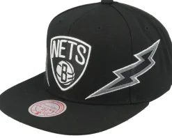 Brooklyn Nets Double Trouble Black Snapback - Mitchell & Ness