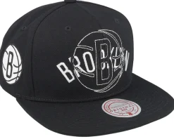 Brooklyn Nets Double Up Black Snapback - Mitchell & Ness