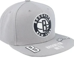Brooklyn Nets Front Face Grey Snapback - Mitchell & Ness
