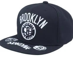 Brooklyn Nets Front Loaded Black Snapback - Mitchell & Ness