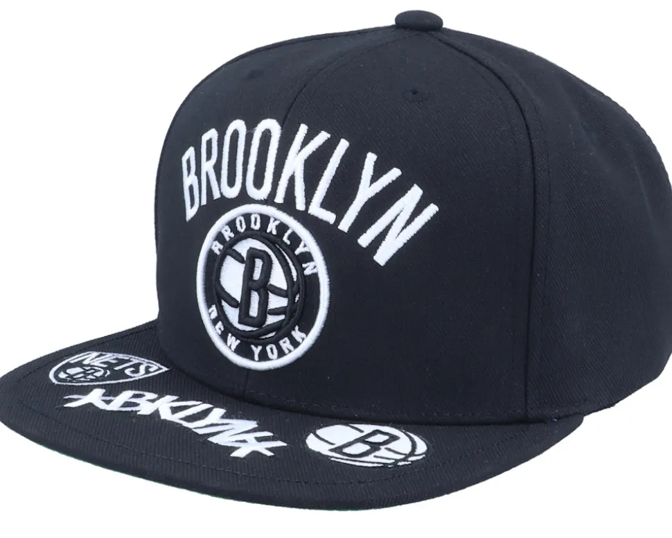 Brooklyn Nets Front Loaded Black Snapback - Mitchell & Ness