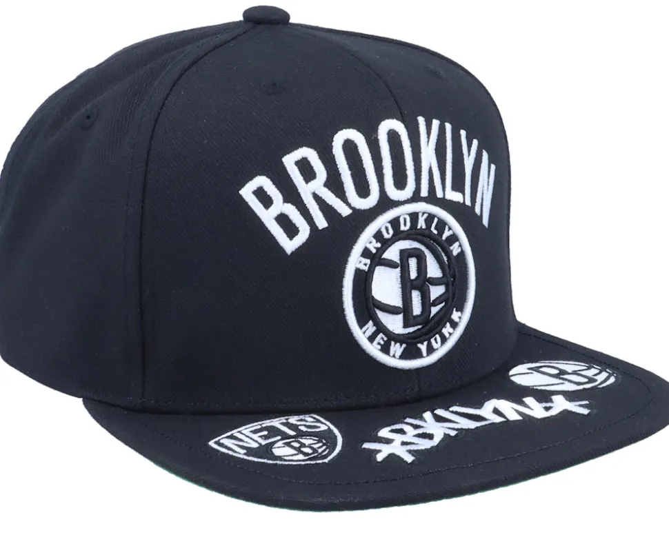Brooklyn Nets Front Loaded Black Snapback - Mitchell & Ness