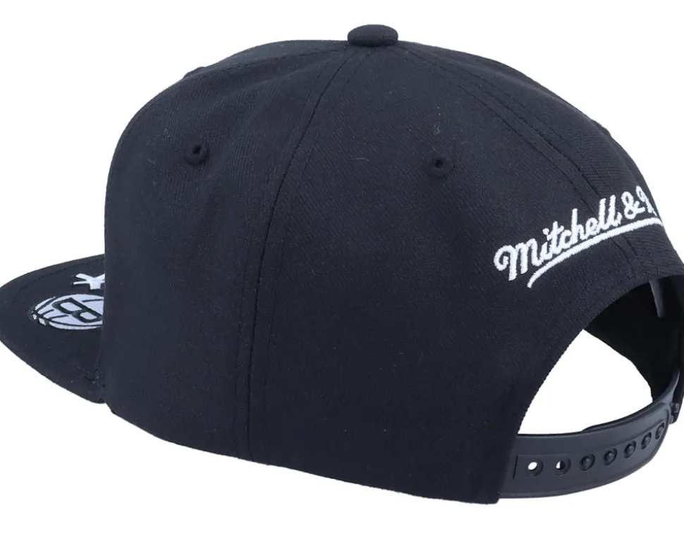 Brooklyn Nets Front Loaded Black Snapback - Mitchell & Ness