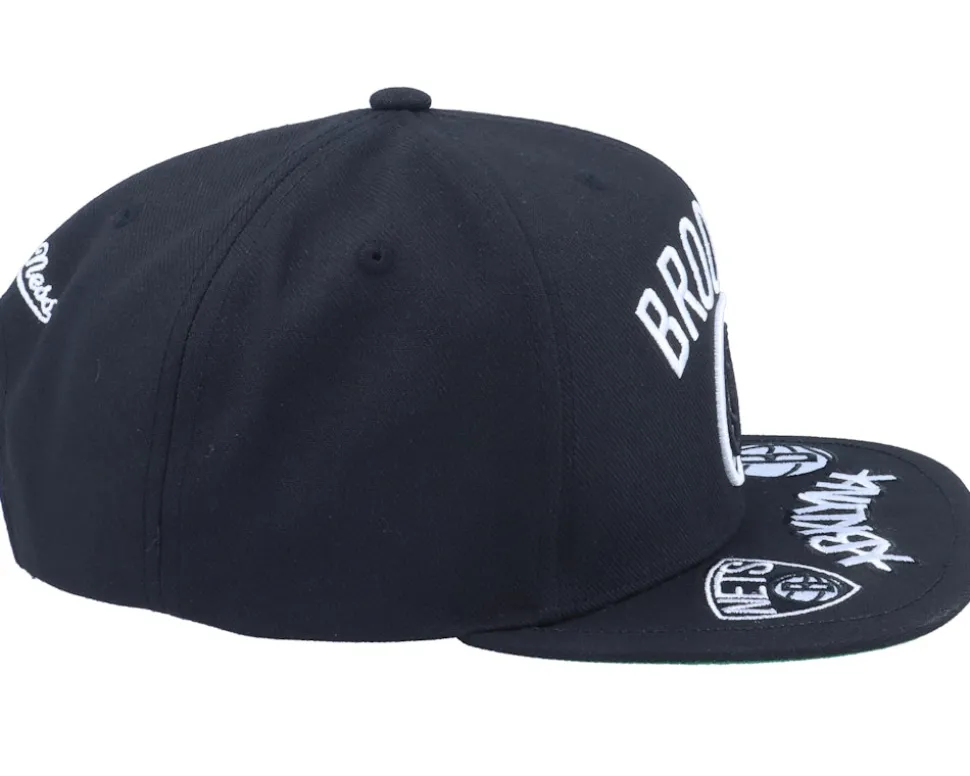 Brooklyn Nets Front Loaded Black Snapback - Mitchell & Ness