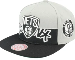 Brooklyn Nets Half & Half Grey/Black Snapback - Mitchell & Ness