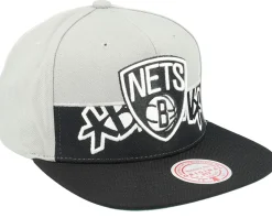 Brooklyn Nets Half & Half Grey/Black Snapback - Mitchell & Ness