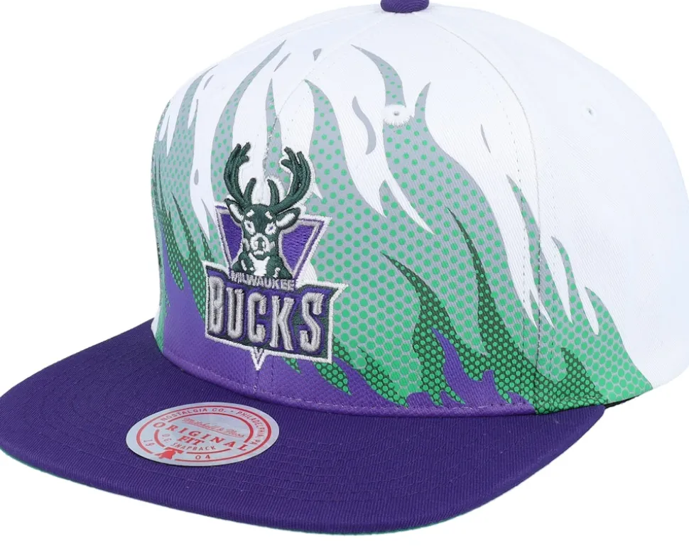 Brooklyn Nets Hot Fire White Snapback - Mitchell & Ness