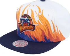 Brooklyn Nets Hot Fire White Snapback - Mitchell & Ness