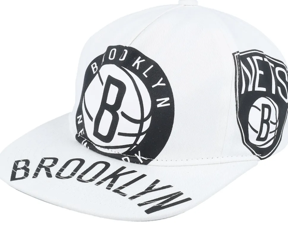 Brooklyn Nets In Your Face Deadstock White Snapback - Mitchell & Ness