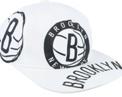 Brooklyn Nets In Your Face Deadstock White Snapback - Mitchell & Ness