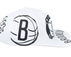 Brooklyn Nets In Your Face Deadstock White Snapback - Mitchell & Ness