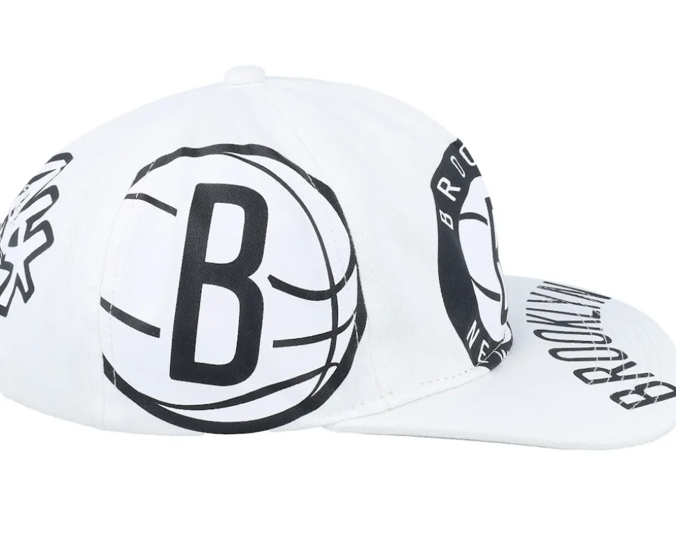 Brooklyn Nets In Your Face Deadstock White Snapback - Mitchell & Ness