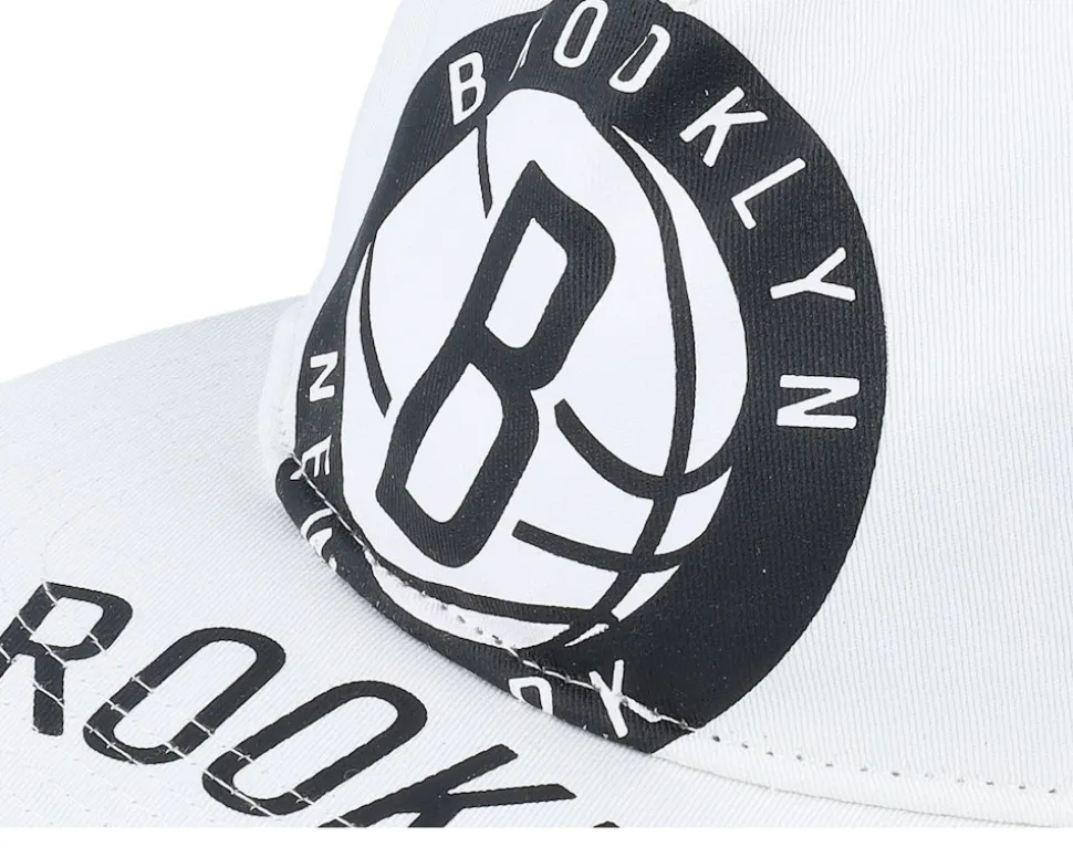 Brooklyn Nets In Your Face Deadstock White Snapback - Mitchell & Ness