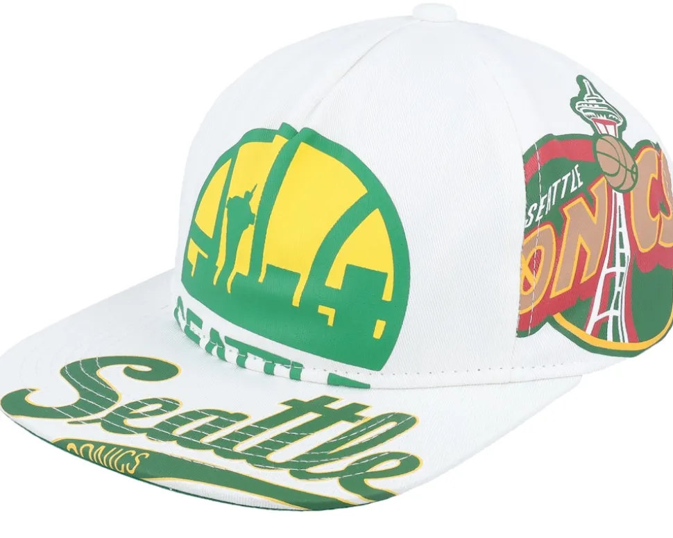 Brooklyn Nets In Your Face Deadstock White Snapback - Mitchell & Ness