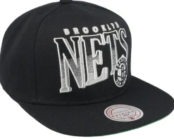 Brooklyn Nets Line Work Black Snapback - Mitchell & Ness