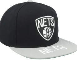 Brooklyn Nets Logo Bill Black/Grey Snapback - Mitchell & Ness